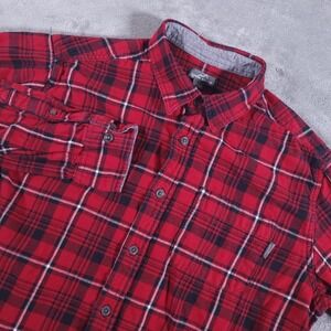 Eddie Bauer Flannel Shirt Mens XL Red Plaid Button Up Bristol 100% Cotton
